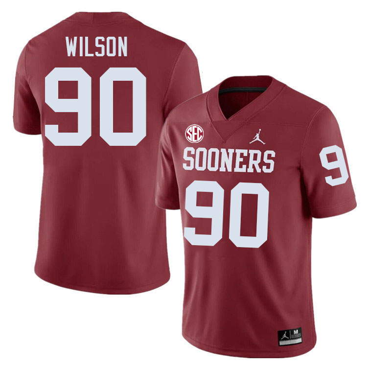 Oklahoma Sooners #90 Trent Wilson College Football Jersey Stitched-Crimson